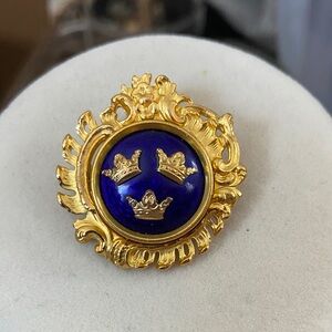 Sporrong Gold and Blue Crown Brooch